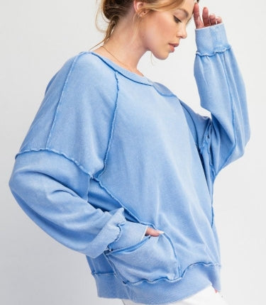 Mineral Washed Pullover with Pockets