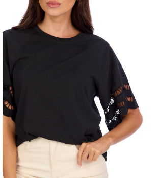 Levy Eyelet Top in Black