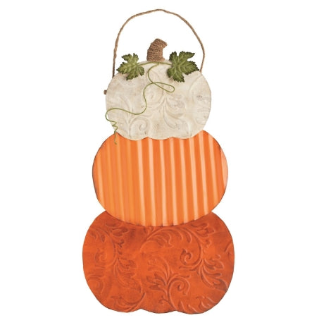 Tin Pumpkin Stack Door Hanger