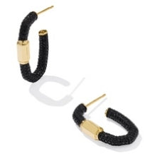 Emery Hoop Earrings in Gold Black Crystal