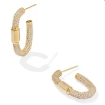 Emery Hoop Earrings in Gold White Crystal