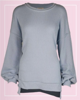 Knit Oversized Top in Ice Blue