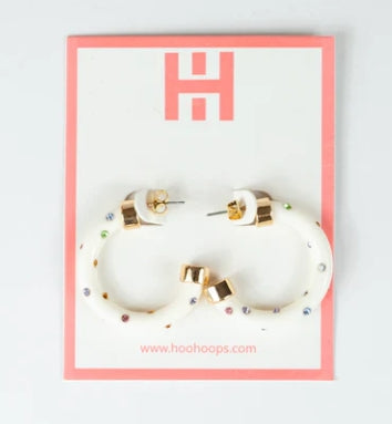 Hoo Hoops Mini in White with Multicolor Rhinestones