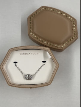 ELISA LUXE NECKLACE JEWELRY BOX GIFT SET SILVER WHITE CZ