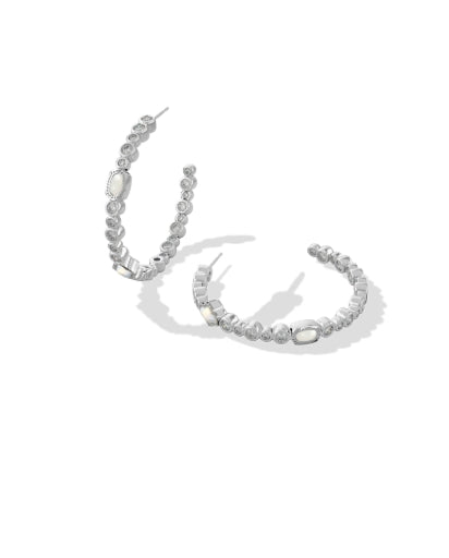 MINI ELISA ABBIE HOOP EARRINGS SILVER WHITE MIX