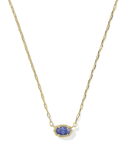 MINI ELISA LUXE SHORT PENDANT NECKLACE GOLD BLUE CRYSTAL
