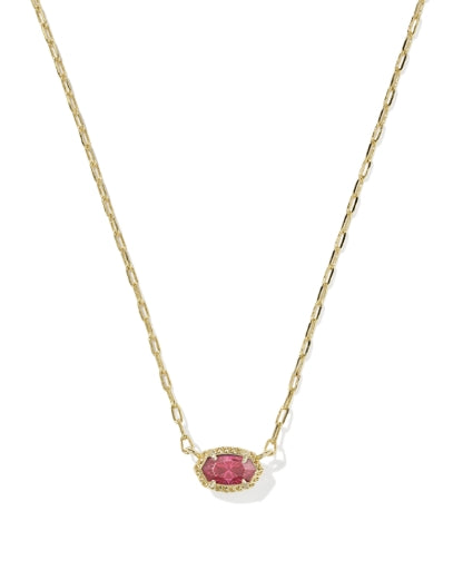 MINI ELISA LUXE SHORT PENDANT NECKLACE GOLD BURGUNDY CRYSTAL