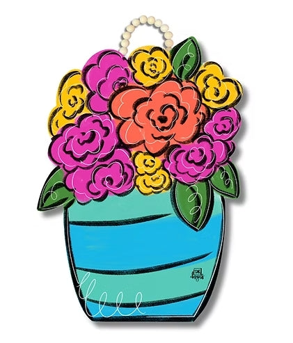 Blue Lines Flower Jar Door Hanger