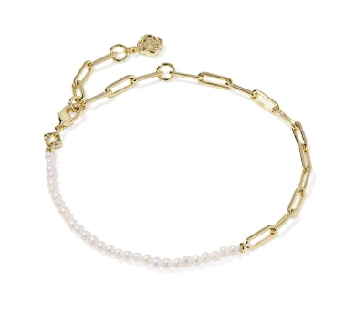 Markie Half Chain Bracelet Gold Freshwater Cultured Pearl