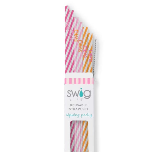 Sherbet Stripe Reusable Straw Set