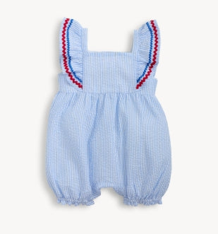 Seersucker Stripe Flutter Sleeve Romper