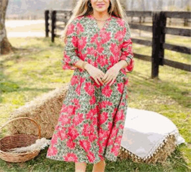 Benette Wildflower Olive Dress