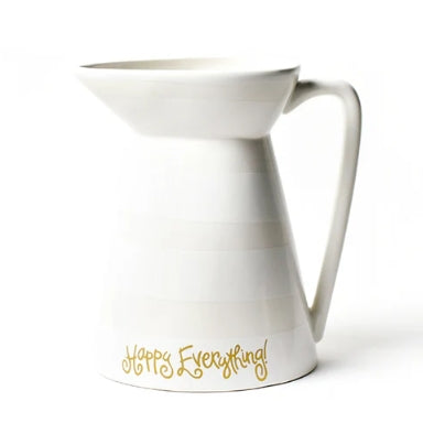 White Stripe Happy Everything Flare Pitcher