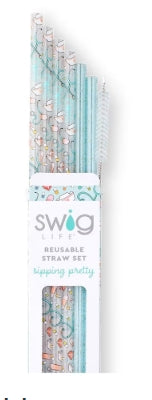 Scrub Life + Aqua Glitter Reusable Straw Set