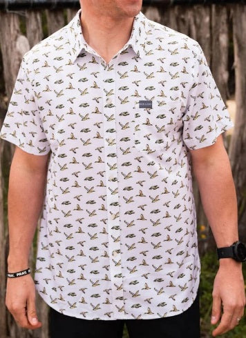 Performance Button Up in Flying Mallard Ducks