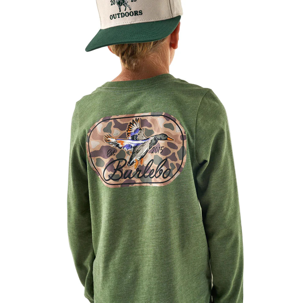 Youth Long Sleeve - Ducks Flying In - Olive