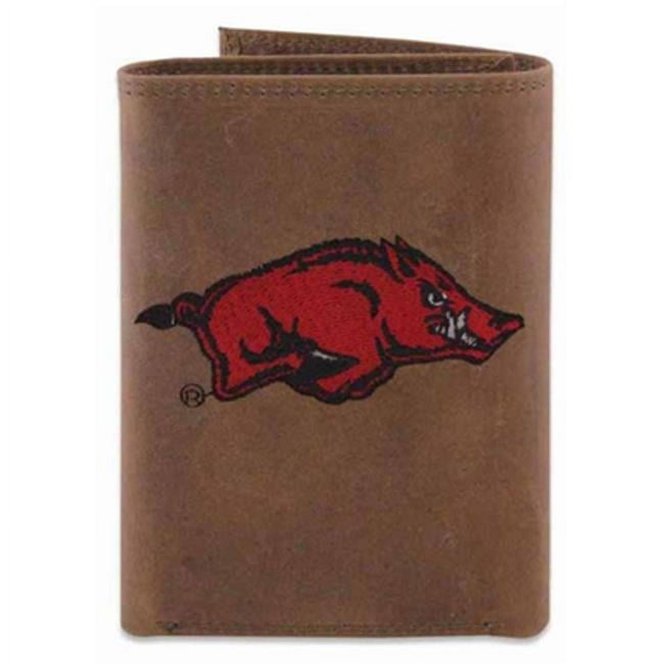 Embroidered Crazy Horse Trifold Wallet Razorback