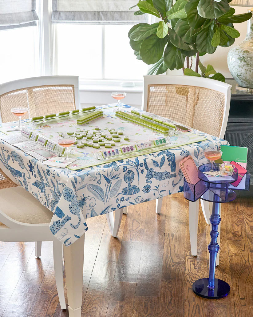 Amazon Blue Instructional Mahjong Tablecloth