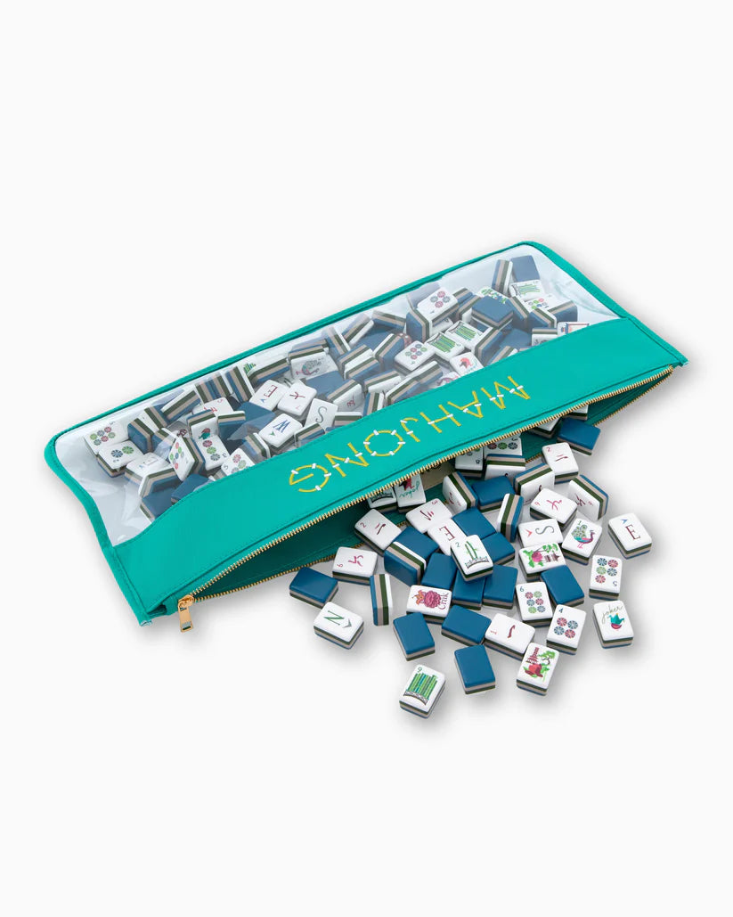 Aqua Bamboo Mahjong Bag