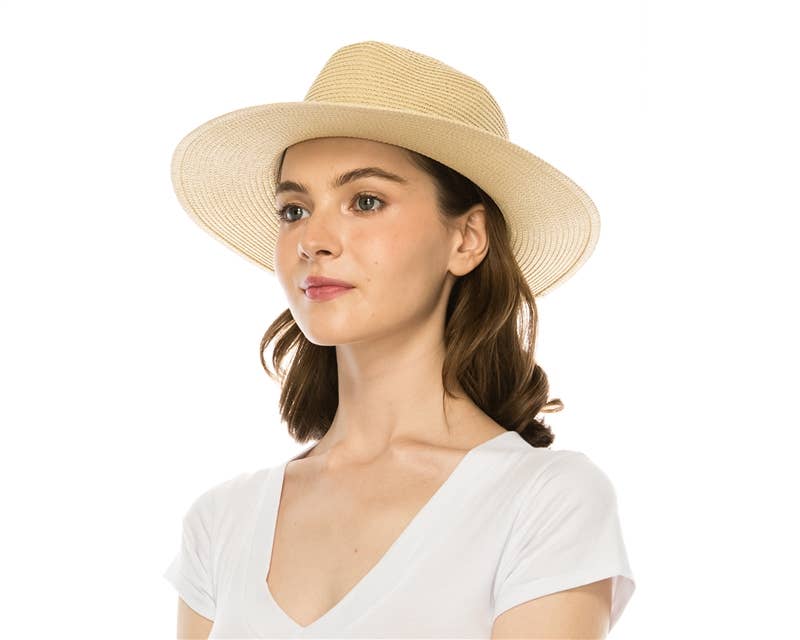 Straw Panama Hat - Natural Seashell Trim