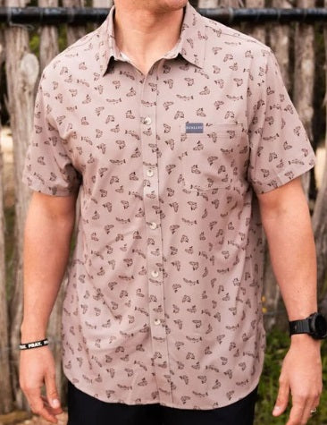 Performance Button Up in All Over Fish