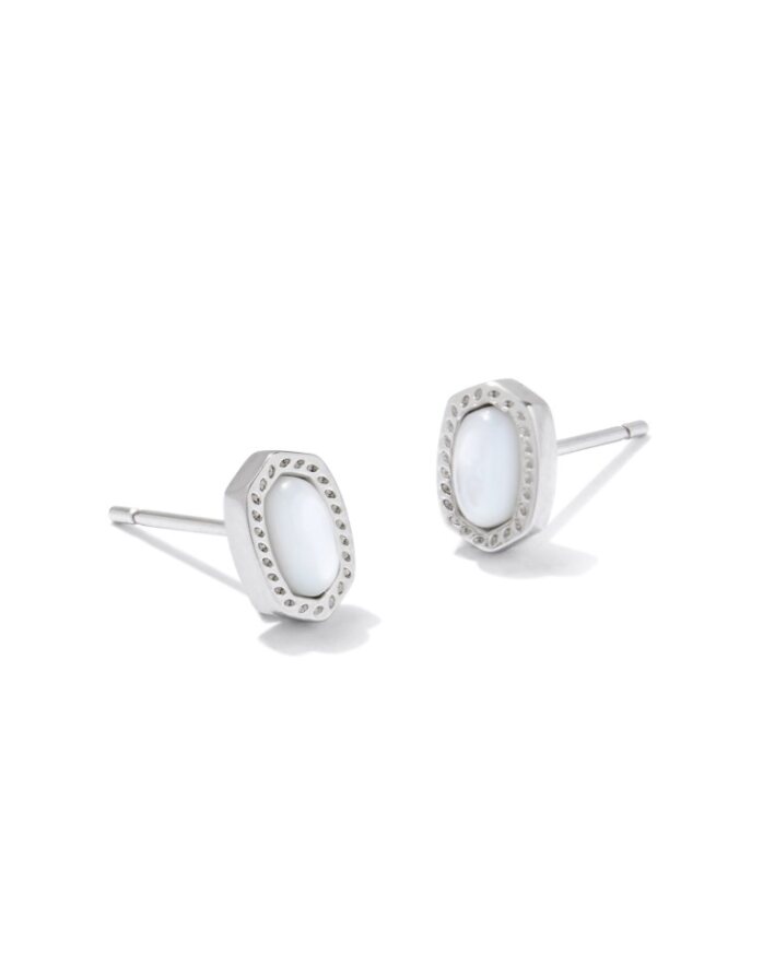 Baby Ellie Stud Earrings in Silver Ivory Mother of Pearl