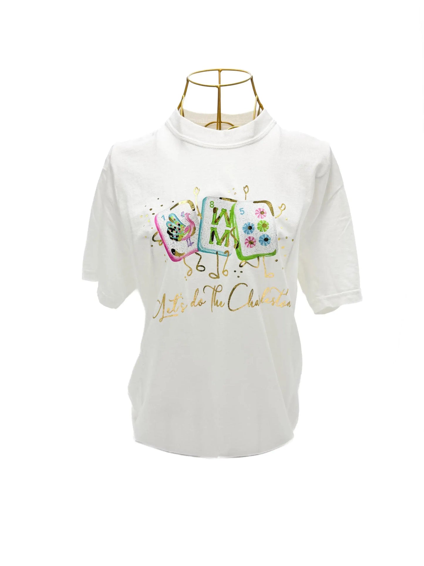 Gold Foil Let's do the Charleston Mahjong Tiles Shirt - Blossom Short Sleeve
