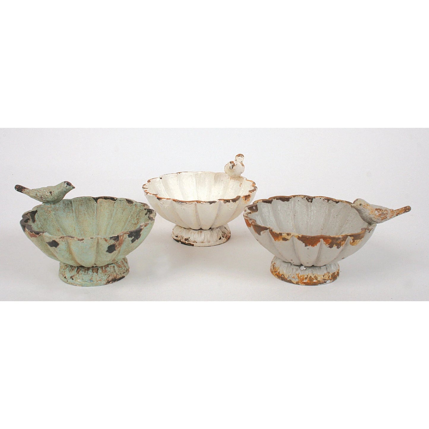 Distressed Pewter Bowl with Bird