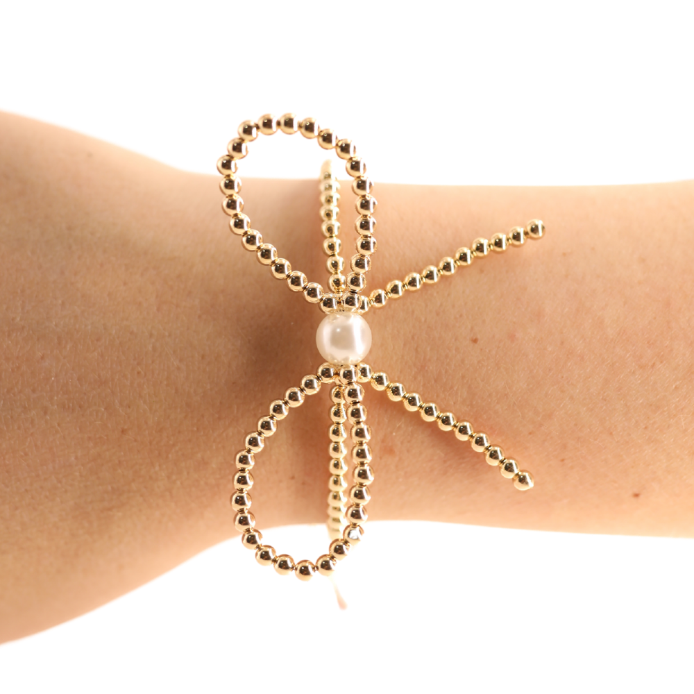 Gold Bow Bracelet: Standard 6.75 inch