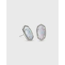 Krendra Scott Ellie Earring Rhodium White Opal