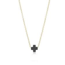 Signature Cross Necklace Gold Charcoal
