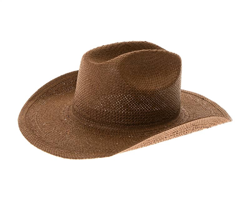 Handwoven Toyo Straw Cowboy Hat Brown