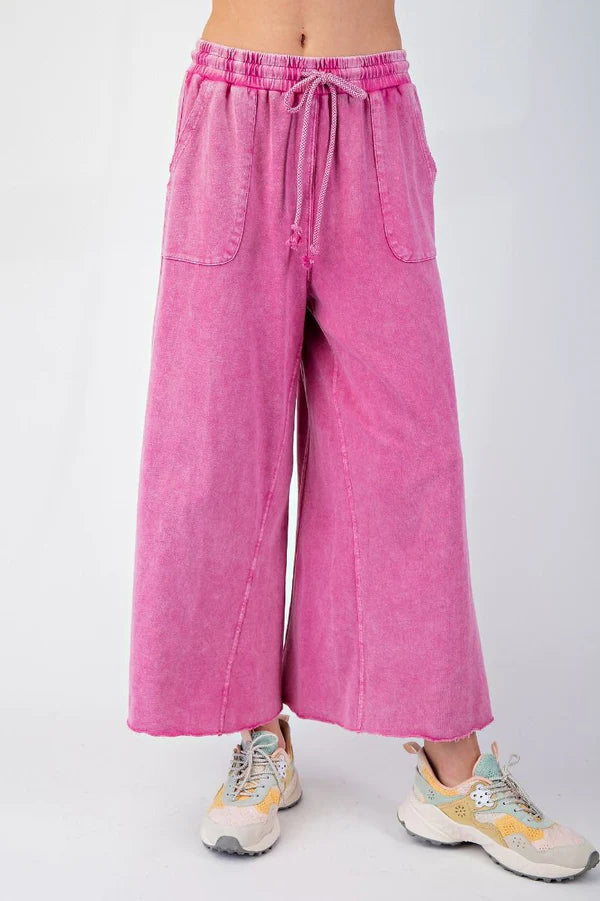 Wide Leg Knit Pants in Flower Pink