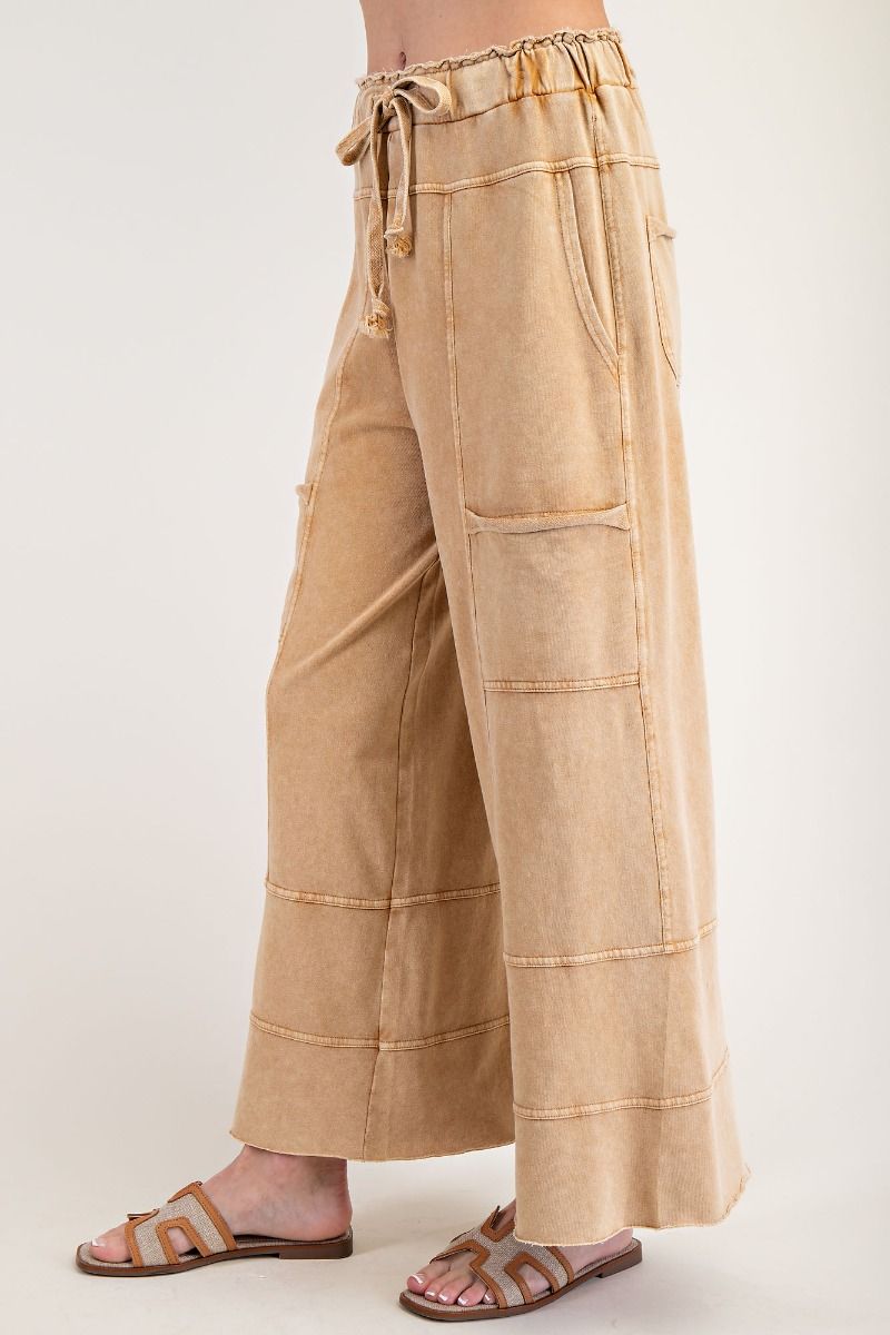 Mineral Washed Terry Pants in Camel