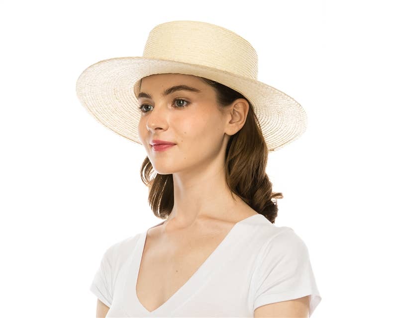 Handmade Palm Leaf Straw Gambler Hat Ivory