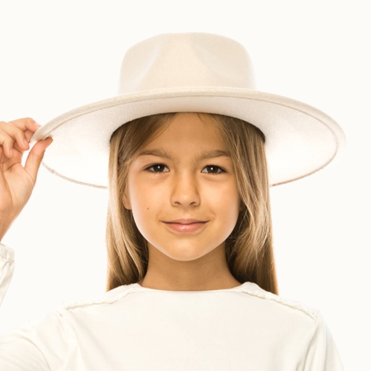 Youth Children's Vegan Felt Rancher Hat, Adjustable: Black