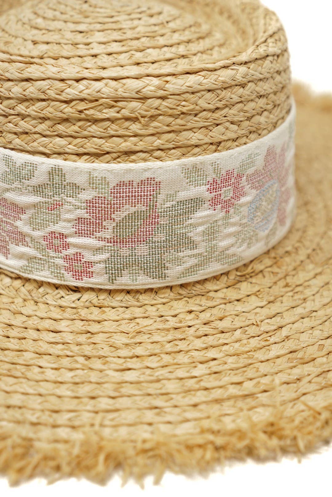 Raffia Straw Sun Hat with Detailed Band