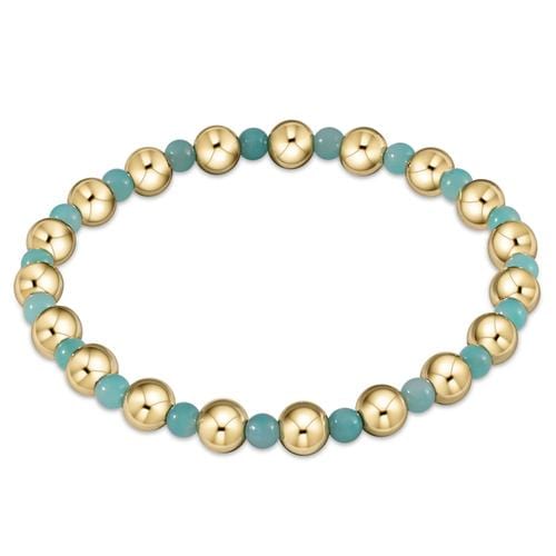 Gold Grateful Pattern 6mm Bead Bracelet Amazonite