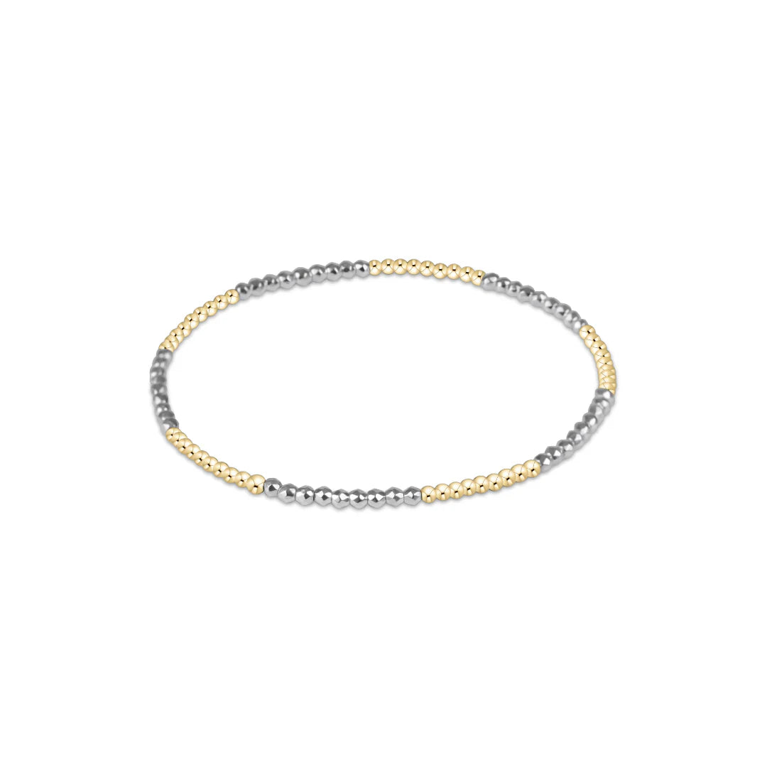 BLISSFUL PATTERN 2MM BEAD BRACELET - SILVER FACETED HEMATITE
