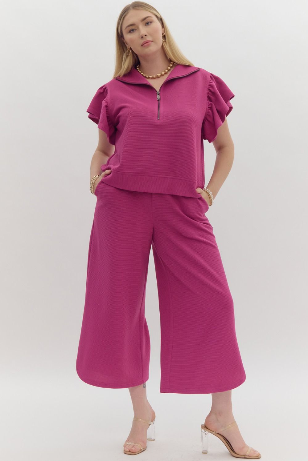 Ruffle Ribbed Set