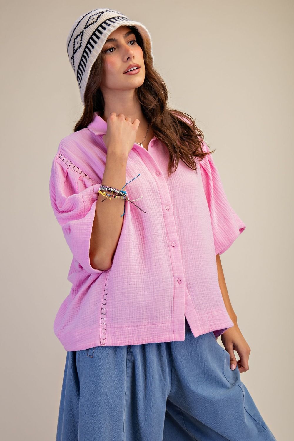 Washed Gauze Button Down Shirt