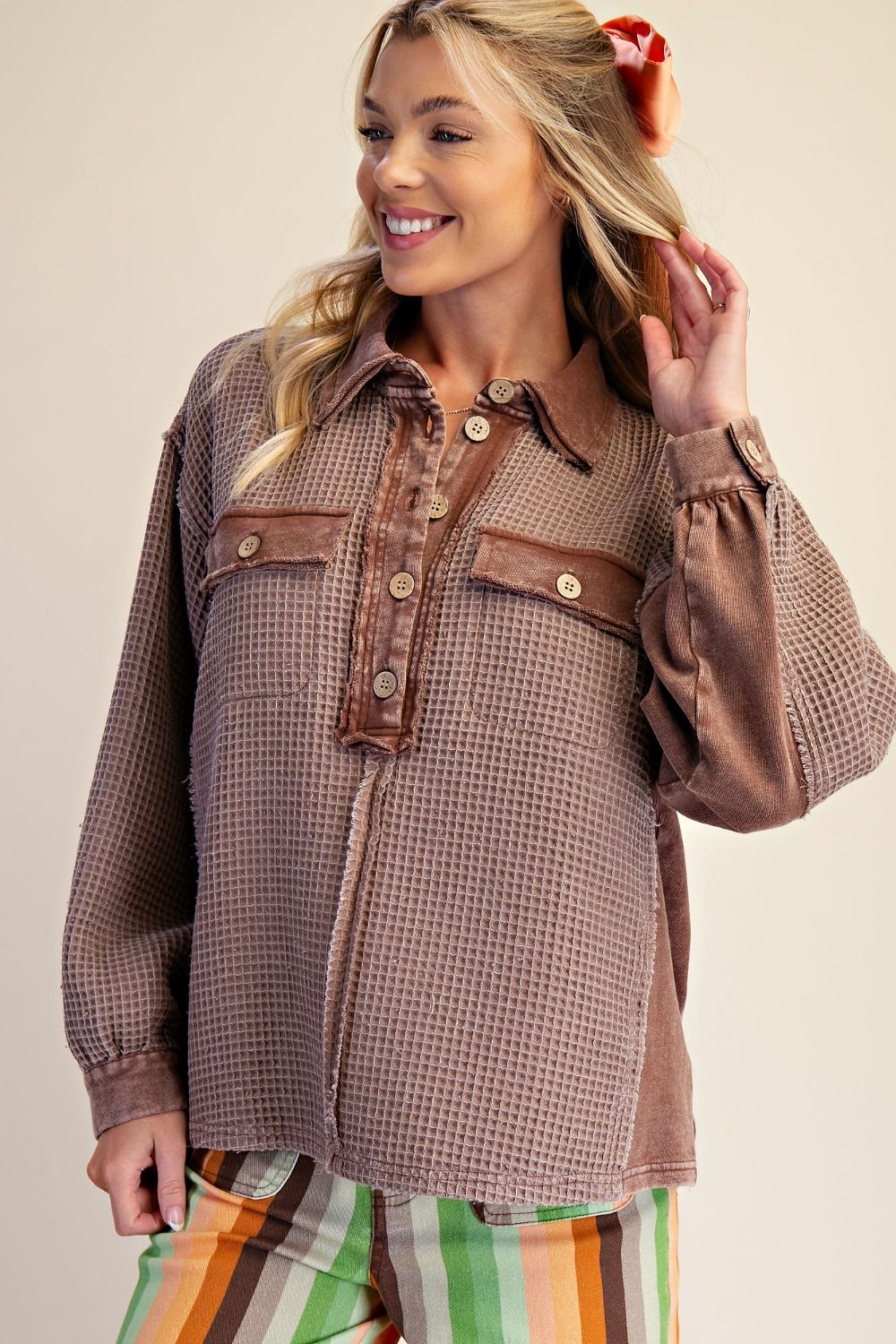 WASHED THERMAL KNIT TOP