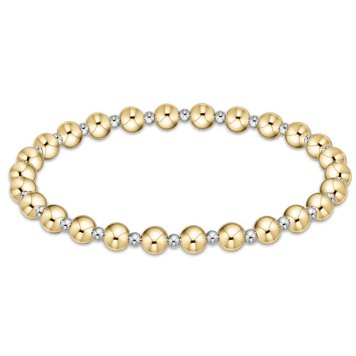 Classic Grateful Pattern 5mm Bead Bracelet Mixed Metal Extends