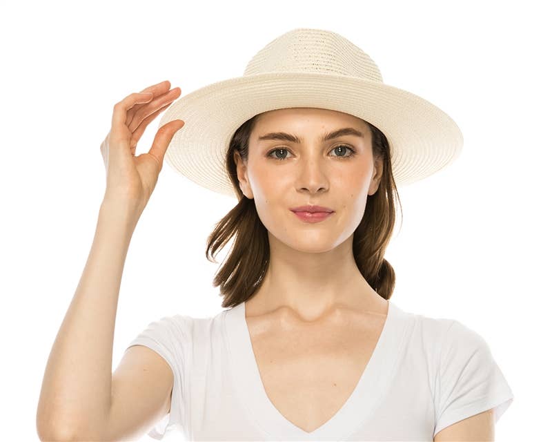 Straw Summer Rancher Hat - Knotted Band Ivory