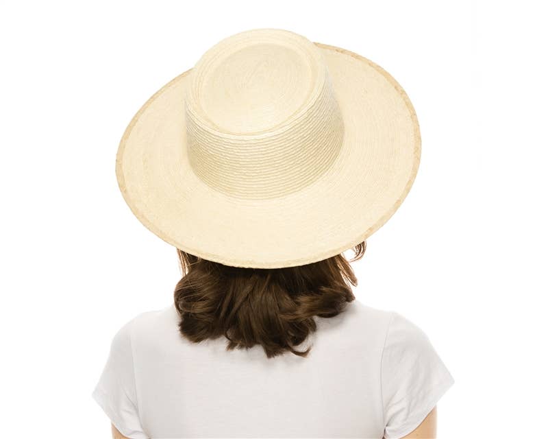 Handmade Palm Leaf Straw Gambler Hat Ivory