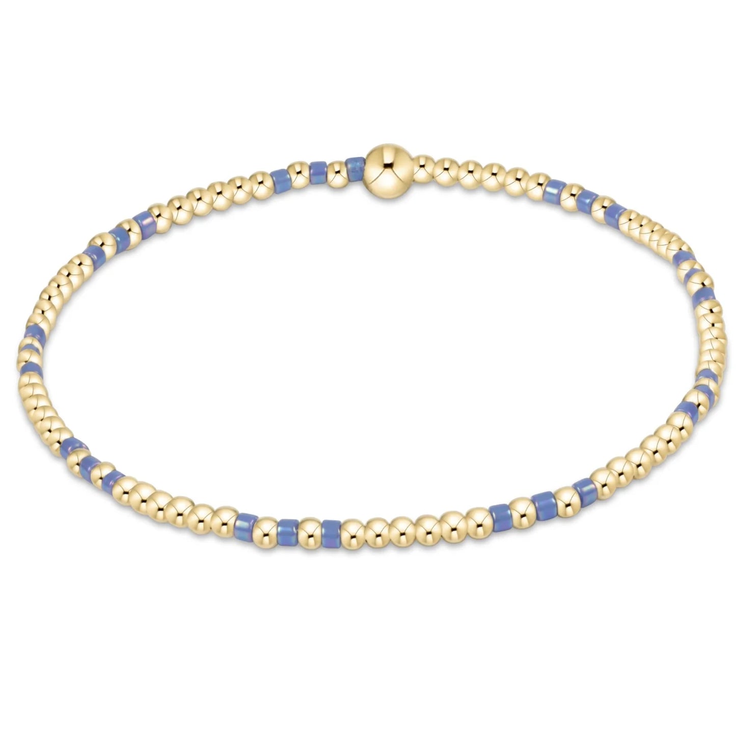 HOPE JOY PATTERN 2MM BEAD BRACELET - BLUE METALLIC
