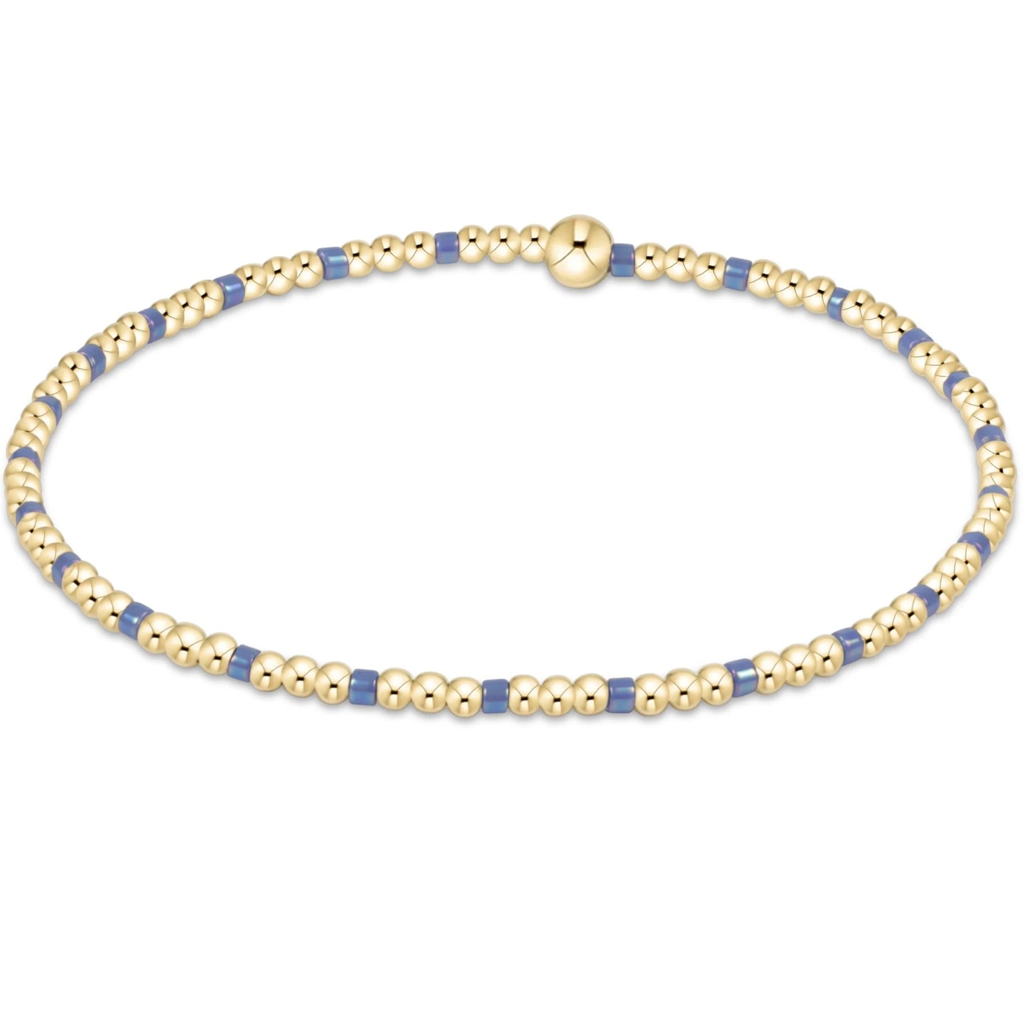 HOPE SINCERITY PATTERN 2MM BEAD BRACELET - BLUE METALLIC