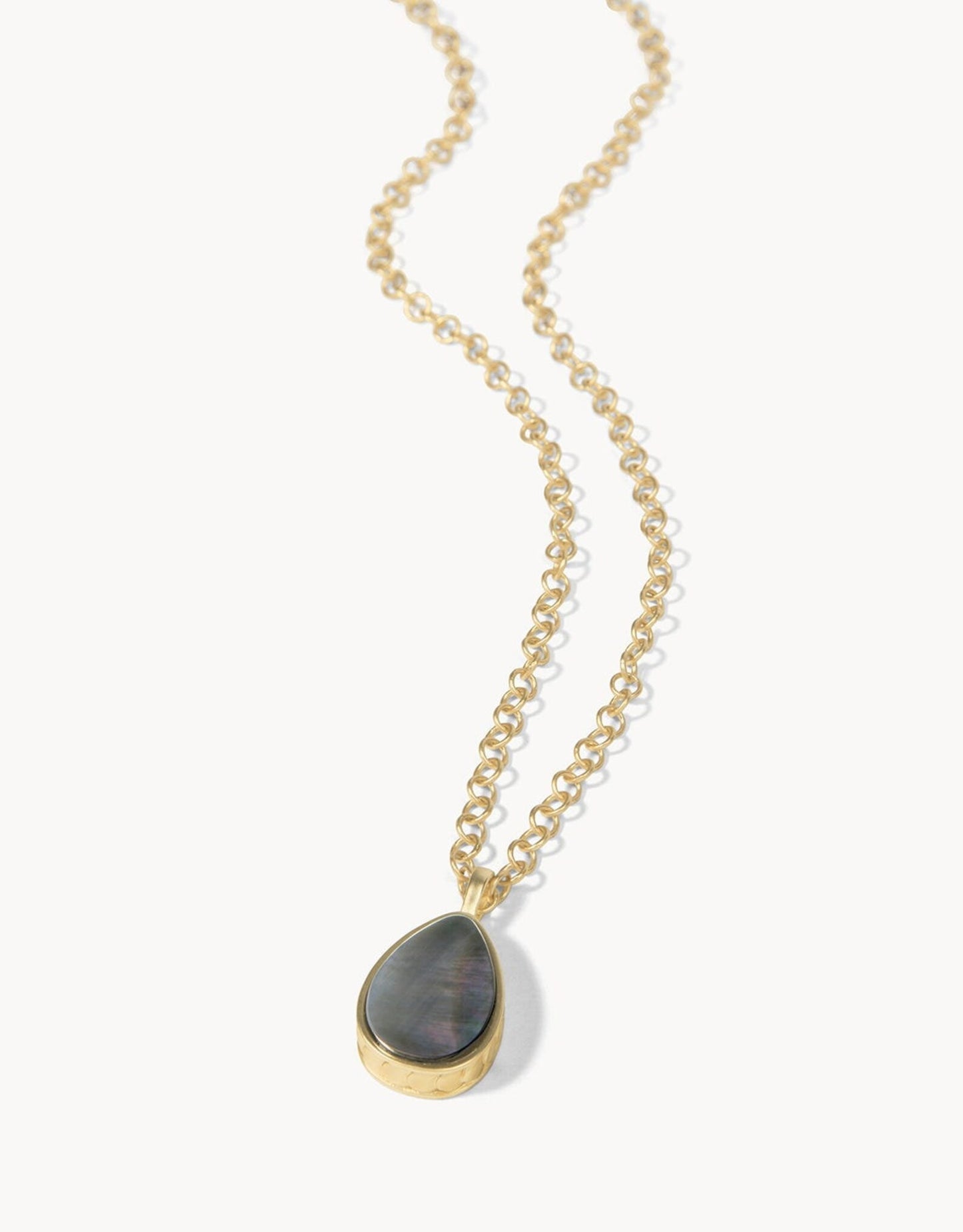 Naia Teardrop Necklace Gold Pearlescent