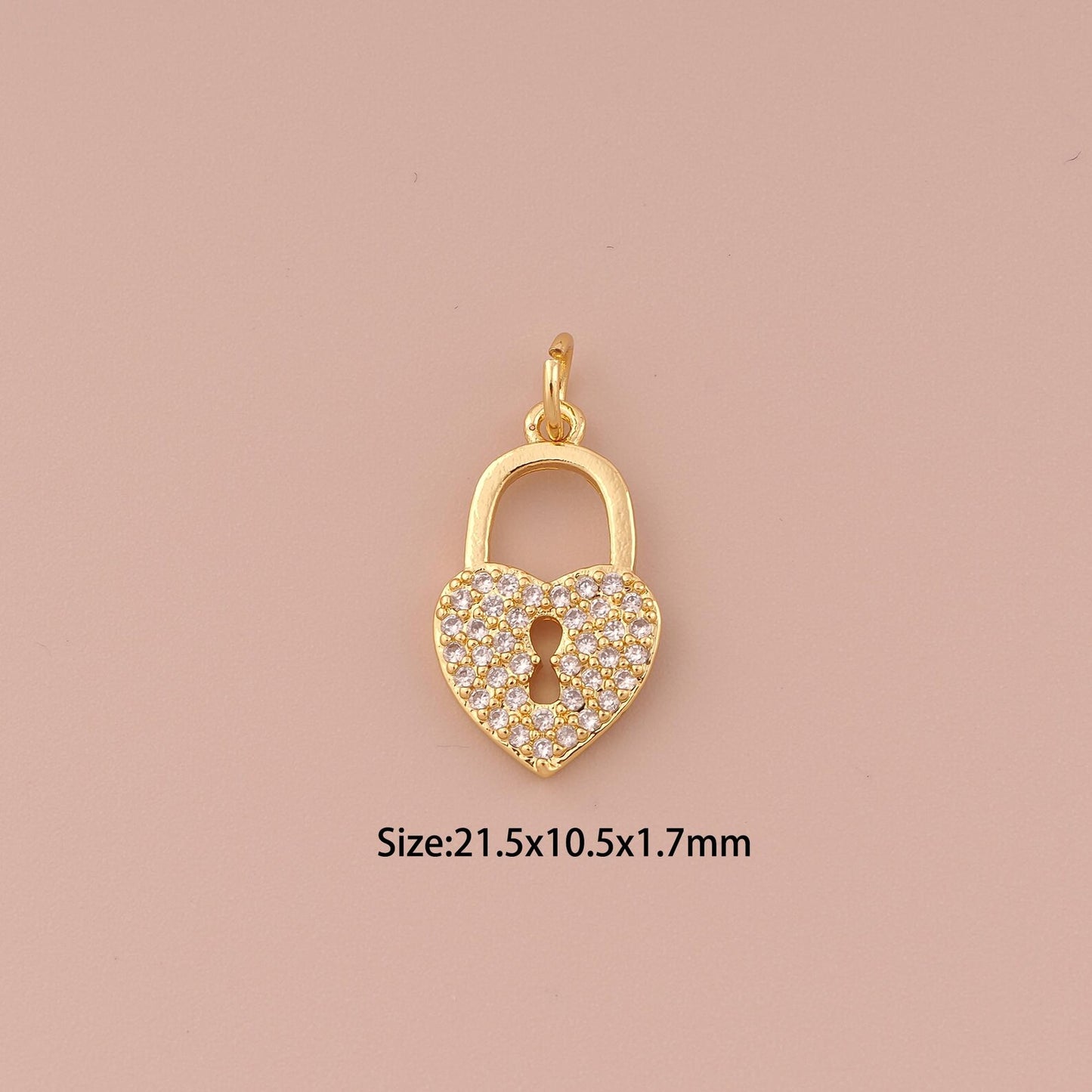 18K Gold Paved Heart Lock