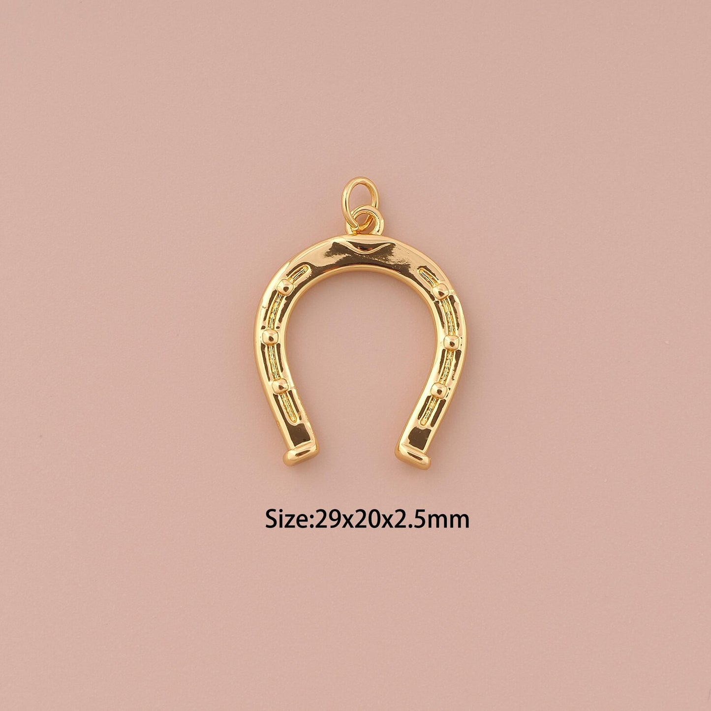 18K Gold Horse Shoe Charm 1"